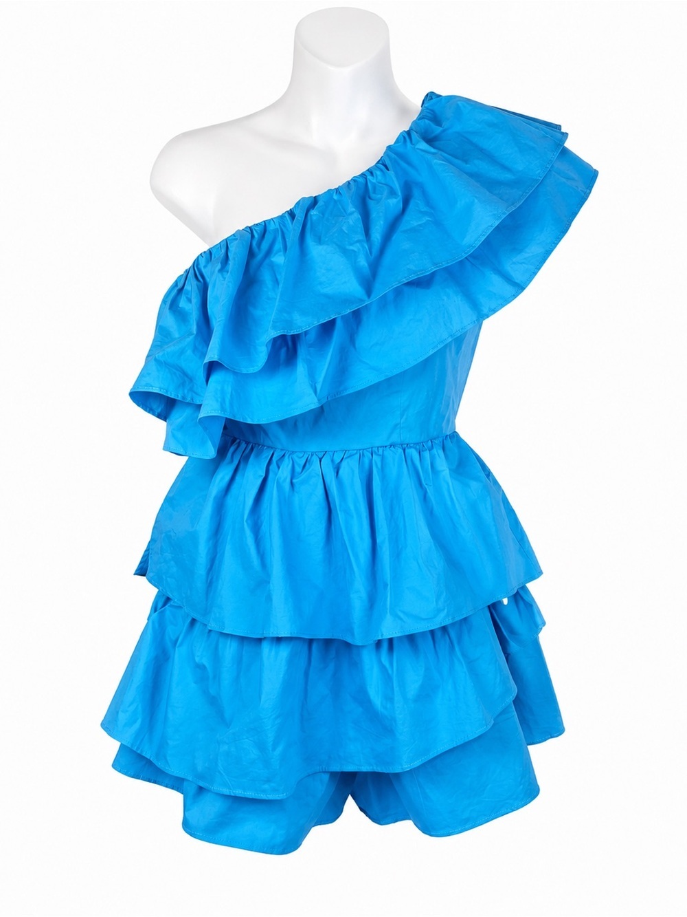 Do+Be One Shoulder Ruffle Romper In Ocean Blue Size Small NWT - Picture 2 of 9